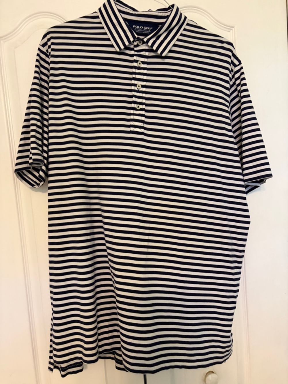 Ralph Lauren Navy and White Striped Golf Polo Shirt